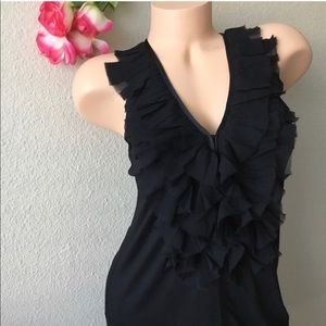 Black ruffled racer back banana republic tank